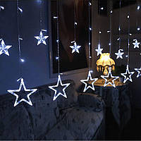 Новогодняя фигурная гирлянда Светодиодная бахрома Звезды 3м RGB CL 48W Белый свет at