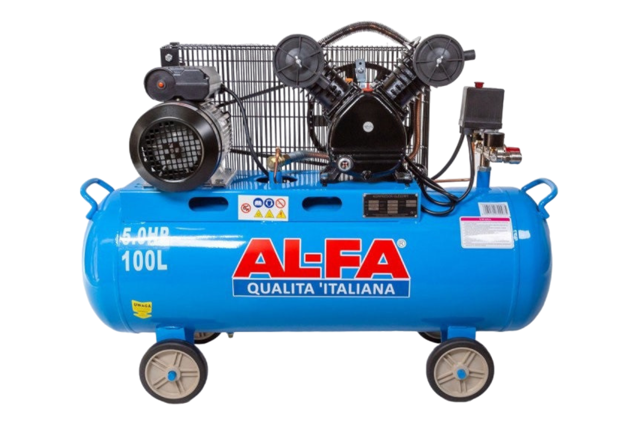 Компресор 2-x поршневий ременой AL-FA ALC100-2 : 3.8 кВт - 100 к. | 660 l/min, фото 1