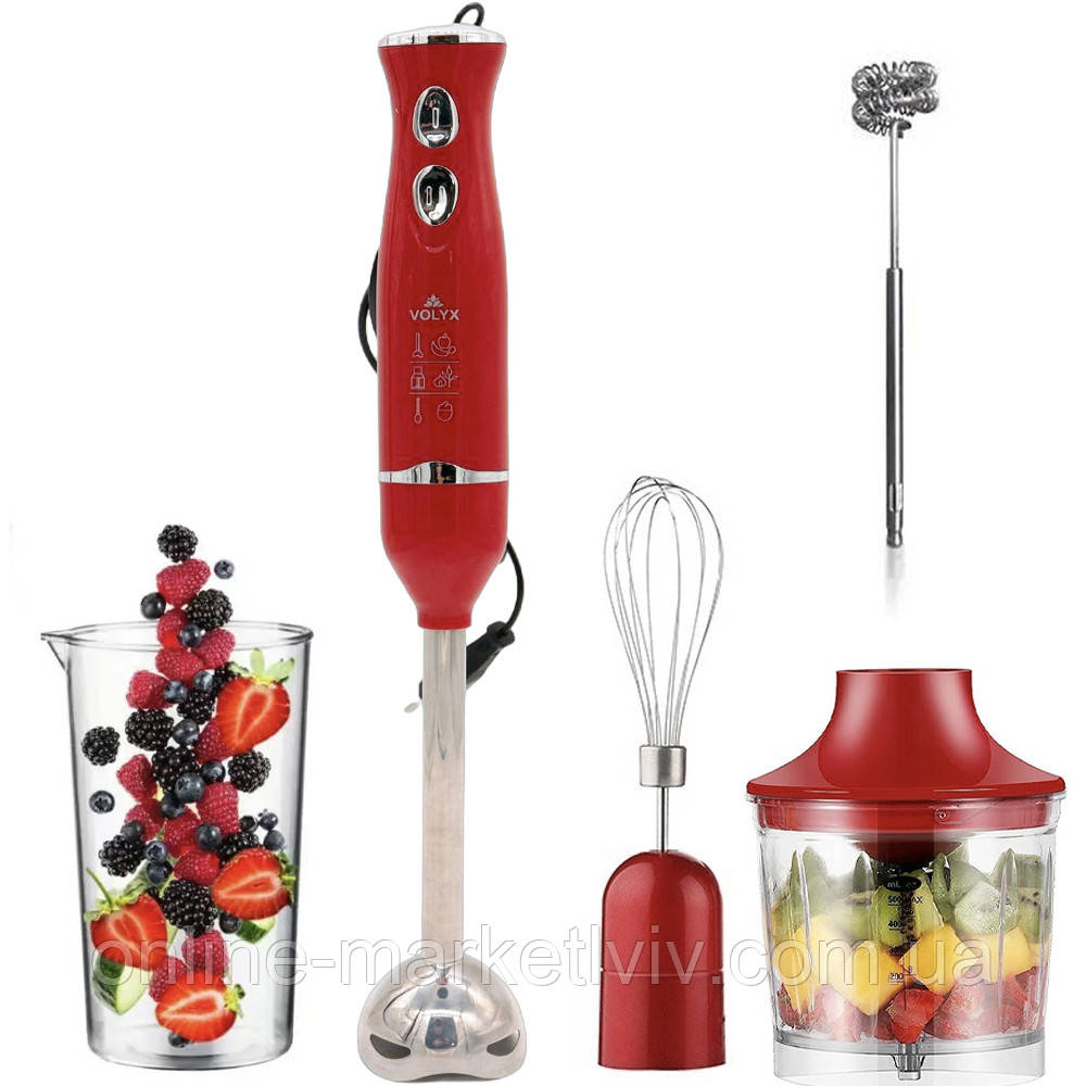 Блендер занурювальний з чашею 600мл, 1500W, VOLYX VO8514 / Кухонний блендер подрібнювач / Блендер-міксер, фото 1