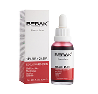 Отшелушивающая красная сыворотка для лица с кислотами AHA-BHA-PHA Bebak Pharma, 30 мл