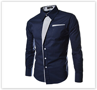 Рубашка мужская приталенная код 2 M синяя