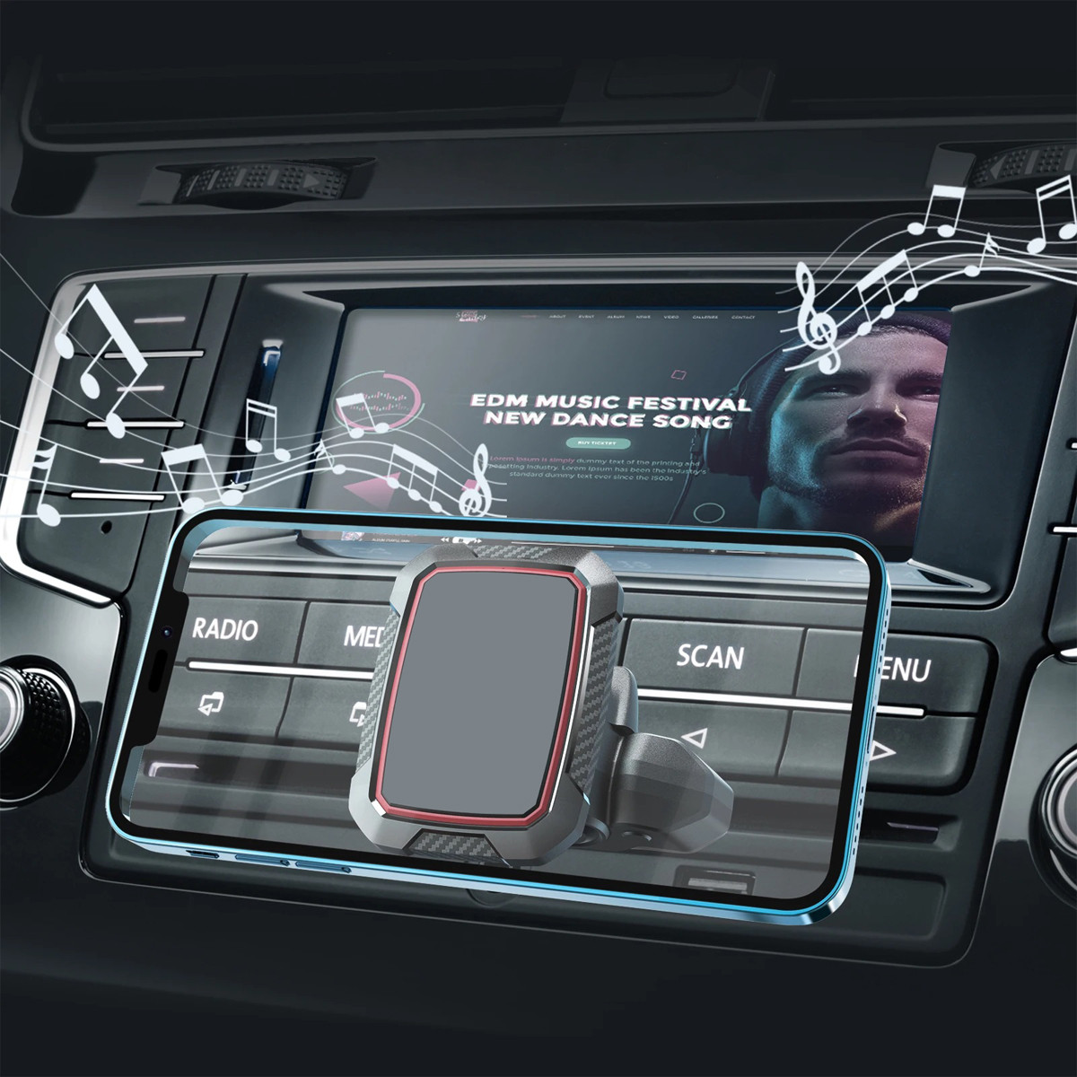 Магнітний тримач для телефона та планшета в машину в слот CD M06-CD5 [6 посилених магнітів N45]