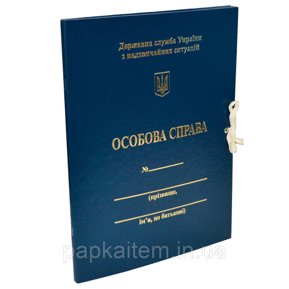 Папка "Особова справа, ДСНС України" на зав'язках, А4, 8 мм, бумвініл, тиснення золото