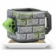 Чашка и подставка Zak designsMinecraft Creeper Sculpted 3D Mug Майнкрафт Кружка керамика 450 мл.