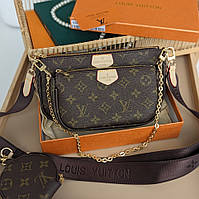 Сумка женская 3 в 1 Louis Vuitton Multi Pochette bag корч.+ коричниевый