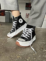 Женские кеды конверсы на высокой платформе для женщин обуви Converse Черные Sensey Жіночі кеди конверси на