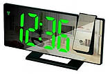 Годинник електронний LED DS 3618 LP з проектором часу Чорний із зеленим підсвічуванням, фото 2