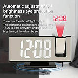 Годинник електронний LED DS 3618 LP з проектором часу Чорний із зеленим підсвічуванням, фото 4