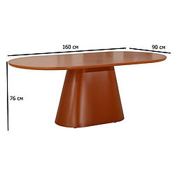 Овальний стіл обідній TМ-210 160х90 см кольору апельсин на одній ніжці у вітальню
