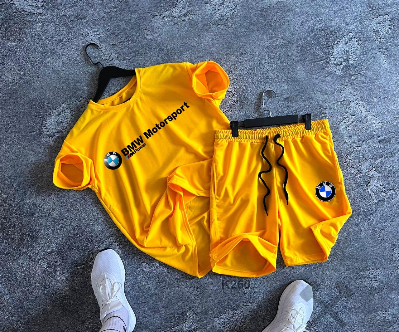 Чоловічий літній костюм Футболка + Шорти BMW Motorsport жовтий БМВ