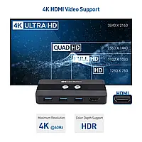 KVM-переключатель USB 3.0 для 2 компьютеров с HDMI и 3 портами USB 3.0
