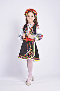 Вишитий український костюм для дівчинки із чорною спідницею та жилеткою № 0036 (122-146см.)