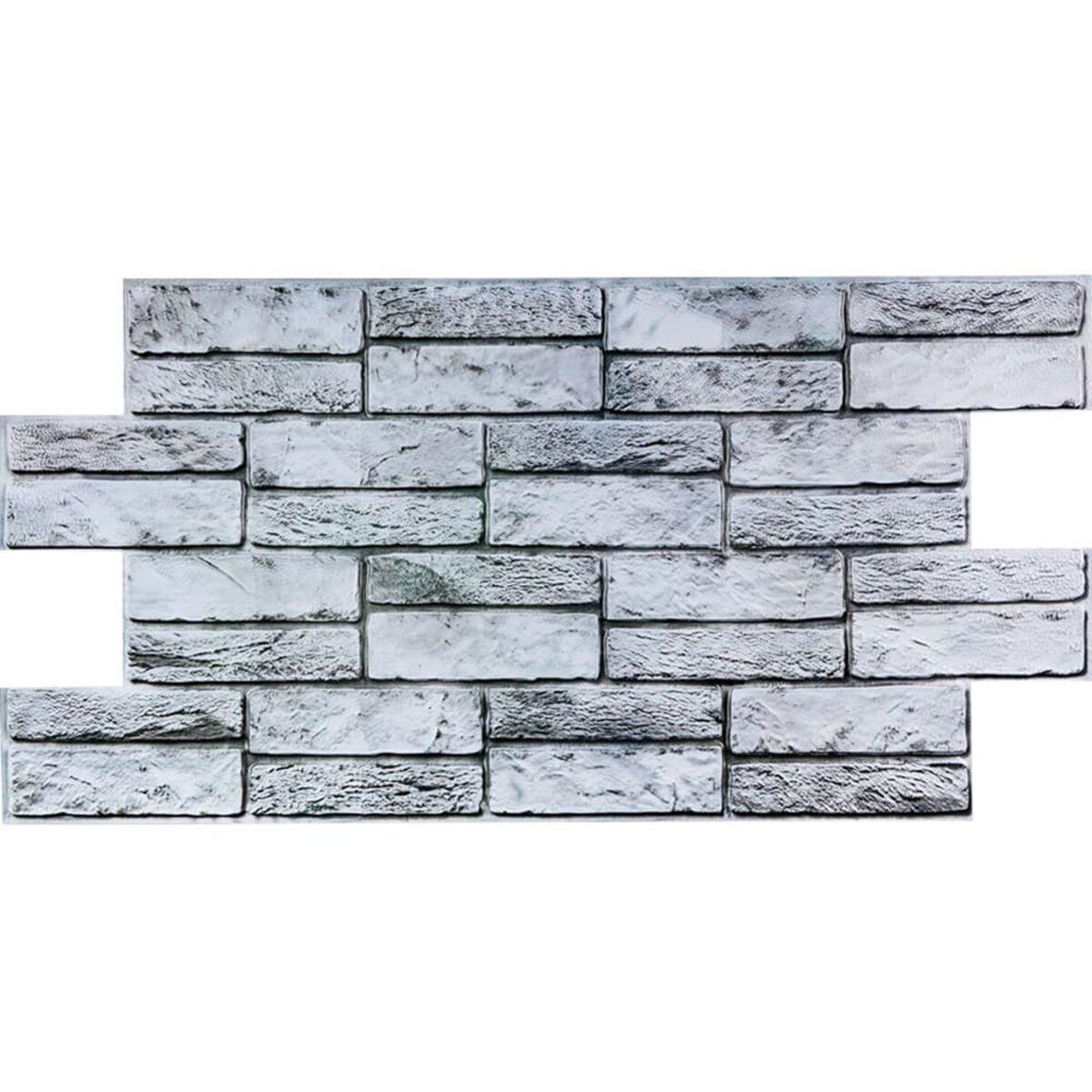 Декоративна ПВХ панель 3Д декор стін 96х48х0,4см світло-сіра цегла