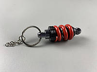Брелок амортизатор хромированный металлический, Авто брелок для автомобильных ключей черно-красный