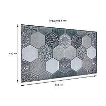 Декоративна ПВХ панель 3Д декор стін 960х480х4мм сірі ромби, фото 3
