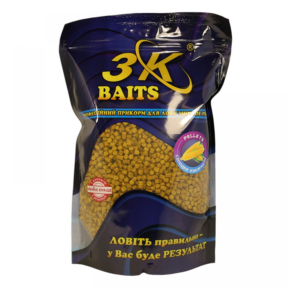 Пелетс 3k Baits Pellets 4mm Солодка кукурудза 800g 3к07209, фото 1