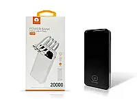 Внешний аккумулятор с индикатором уровня заряда power bank 20000мАч WUW-Y131 повербанк с быстрой зарядкой