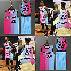 Рожево-блакитна баскетбольна форма Батлер 22 команда Маямі Хіт Butler Miami Heat