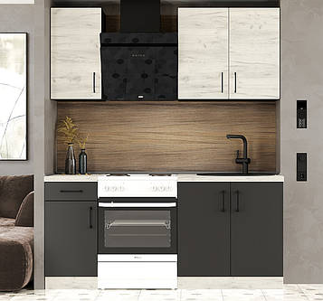 Кухня К-1 (1,8 м/пог.) крафт білий / антрацит (Еверест)
