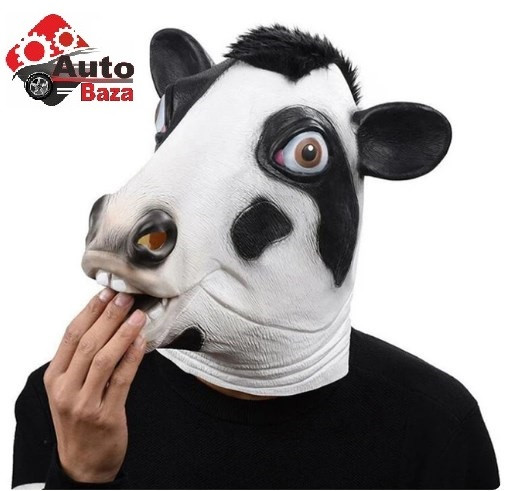 Маска з латексу корова Cow реалістична для вечірок та косплею голова корови, Маска білої корови Patygr