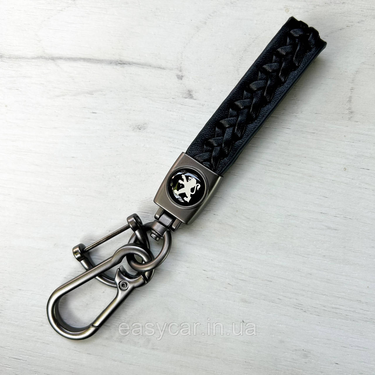 Плетений брелок для ключів авто Peugeot Сатин, фото 1
