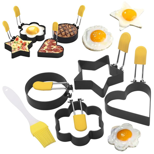 Фігурні форми для приготування яєчні оладок котлет панкейків 4 шт з пензликом (60515)