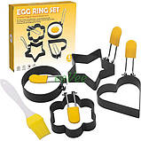 Фігурні форми для приготування яєчні оладок котлет панкейків 4 шт з пензликом (60515), фото 8