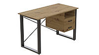 Письменный стол с ящиками Ferrum-decor Оскар 750x1200x700 металл Черный ДСП Дуб Артизан 16 мм (OSK0048) Mega