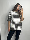Футболка жіноча базова класична на літо, бавовна, біла в чорну полоску, фото 7