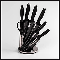 Набор кухонных ножей на подставке 7 предметов Черный