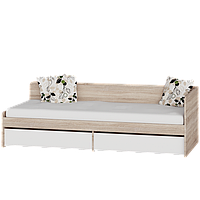 Односпальне ліжко з ящиками Еверест Соната-800 80х190 см дуб сонома + білий (DTM-2109)