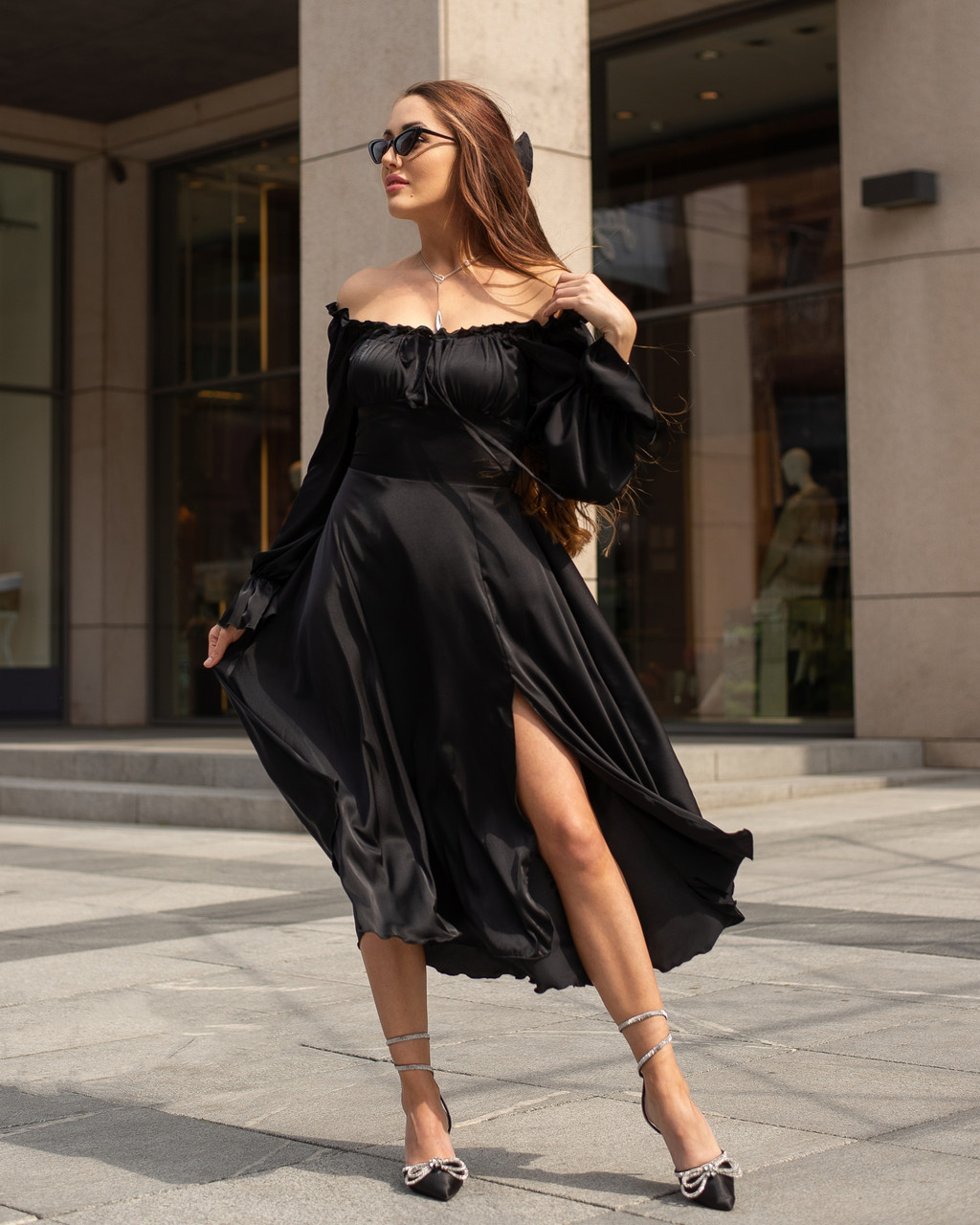 Жіноча сукня міді з шовку Армані Чорний