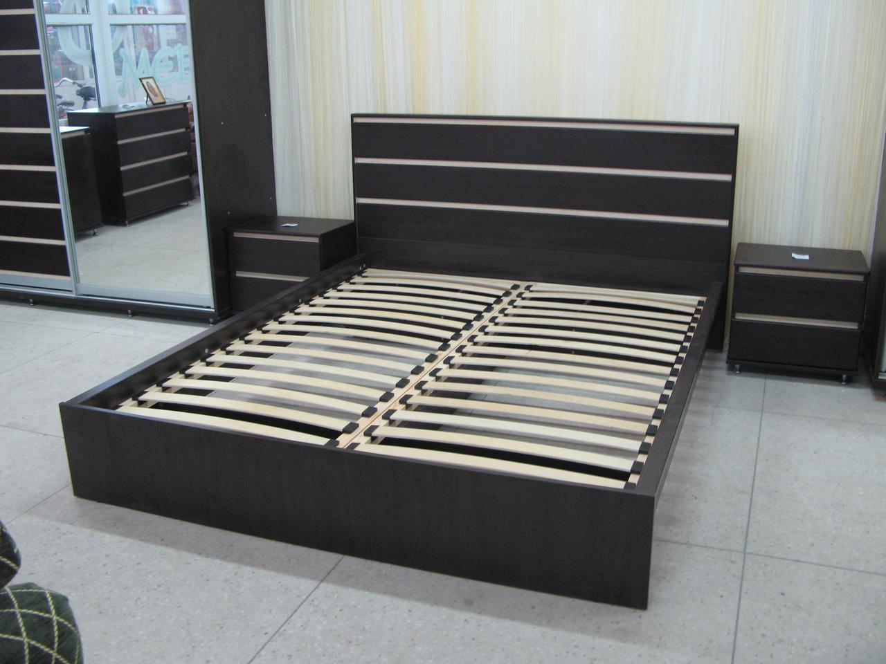 Ліжко Прага Венге 160х200 см Стильне ліжко для спальні Універсальне дерев'яне ліжко