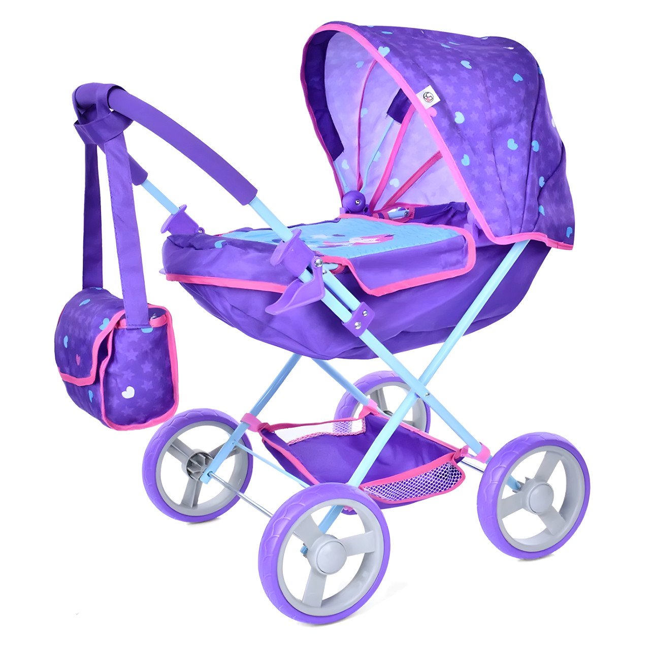 Кукольная коляска Игрушечная люлька для куклы детская FIVEONINE T725028 Классическая коляска-люлька Фиолетовая - фото 8 - id-p2183129207