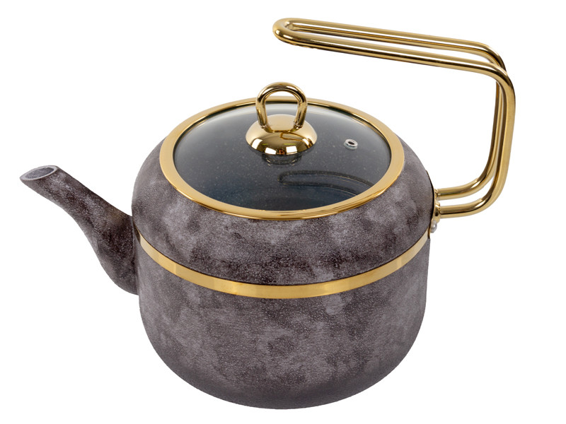 Чайник зі скляною кришкою Brioni Royal Stone gold 2.5 л 3.5 мм завтовшки 1764-044 VE