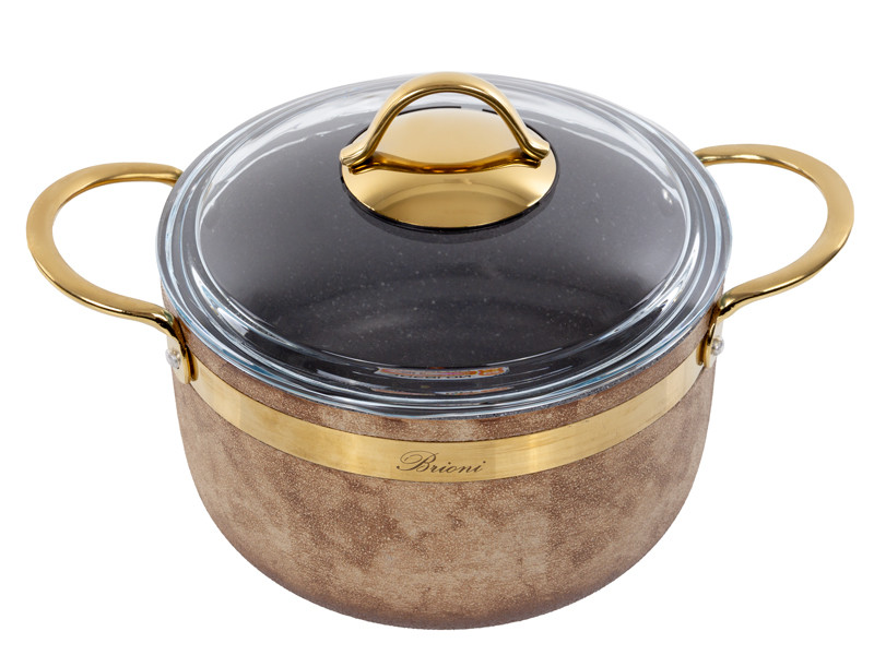 Каструля антипригарна Brioni Royal Stone Tigereye 20 см 3 л 3.5 мм товщиною 1764-046 VE