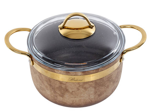 Каструля антипригарна Brioni Royal Stone Tigereye 20 см 3 л 3.5 мм товщиною 1764-046 VE, фото 1
