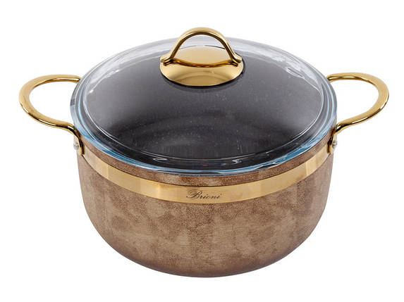 Каструля антипригарна Brioni Royal Stone Tigereye 24 см 5 л 3.5 мм товщиною 1764-047 VE, фото 1
