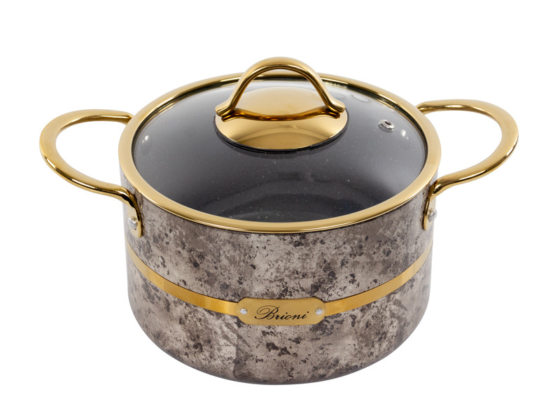Каструля антипригарна зі скляною кришкою Brioni Selection Cream 18 см 2,1 л 3,5 мм завтовшки 1764-059 VE