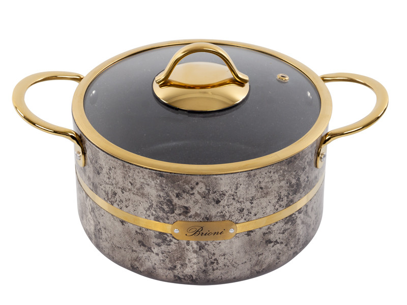 Каструля антипригарна зі скляною кришкою Brioni Selection Cream 20 см 2,7 л 3,5 мм завтовшки 1764-060 VE