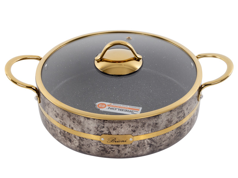 Стільник антипригарний зі скляною кришкою Brioni Selection Cream 26 см 4 л 3,5 мм товщиною 1764-064 VE