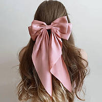 Нежно розовый большой мягкий Бант заколка для волос из атласного шелка - Aushal Jewellery