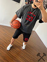 Спортивный костюм мужской летний NBA Jordan 23 Шорты Футболка оверсайз комплект НБА черный-графит