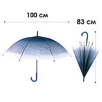 Парасолька матова жіноча RST RST940 Краплі дощу Blue тростина 20 шт., фото 4