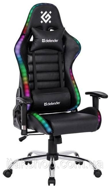 Крісло комп'ютерне Defender Ultimate поліуританова з RGB підсвічуванням (Чорний)