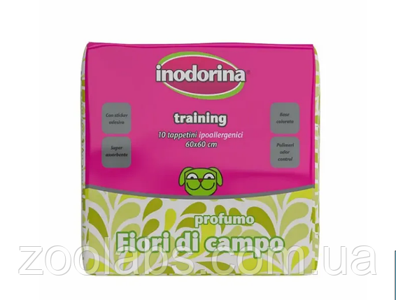 Пелюшки для собак Inodorina Training Fiori із запахом квітів 60*60 см, фото 1