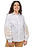 Жіноча котонова сорочка (біла з пісочною вишивкою), фото 2