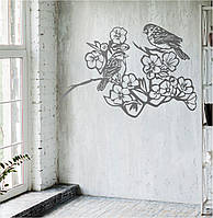 Трафарет для фарбування, Птахи на гілці, одноразовий з самоклеючої плівки 95 х 135 см