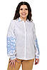 Жіноча котонова сорочка (біла з блакитною вишивкою), фото 4