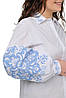 Жіноча котонова сорочка (біла з блакитною вишивкою), фото 2